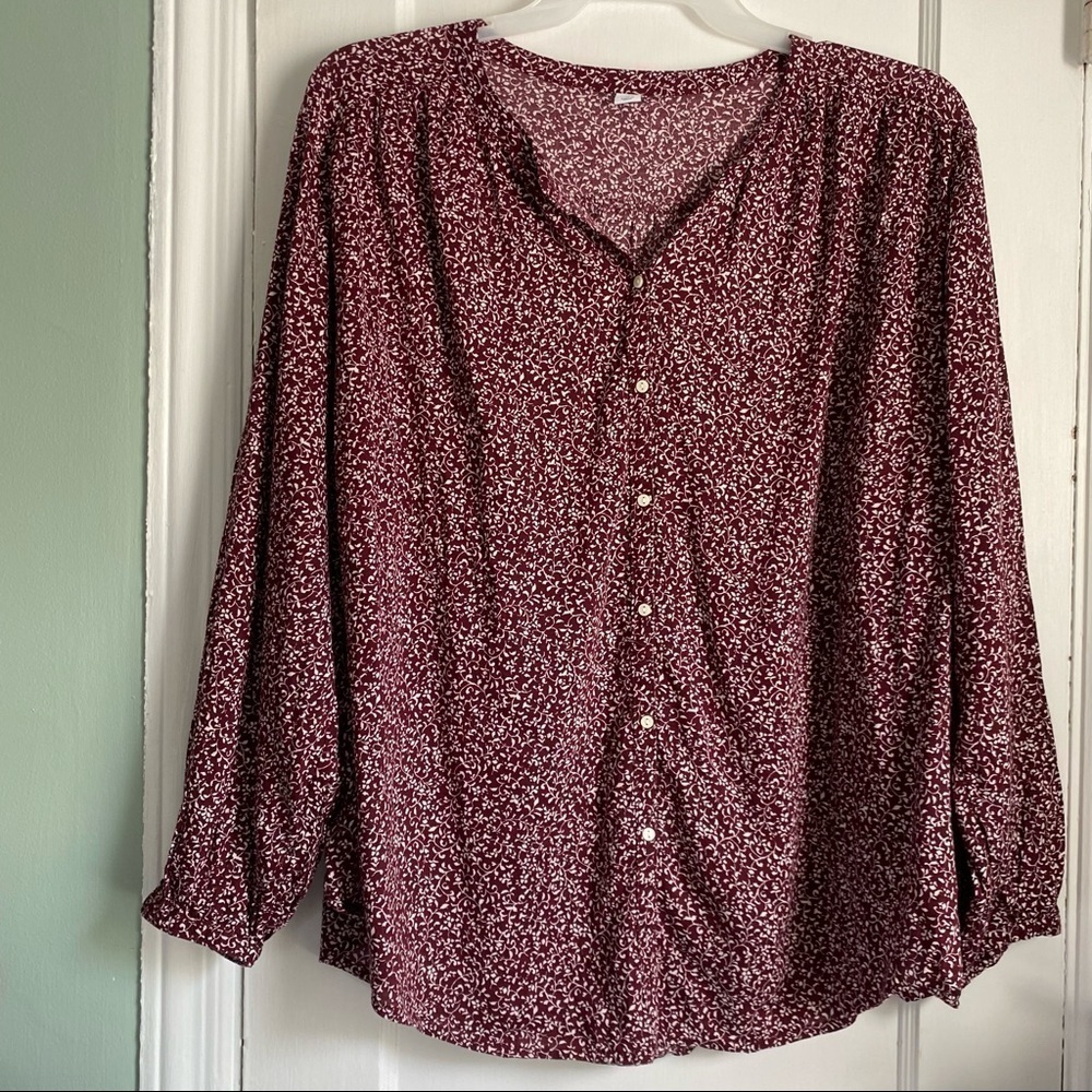 NWT Oversized Floral Print with Front Buttons Top, Size: XXL - Picture 2 of 11